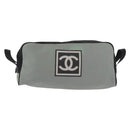 CHANEL Sports Shoes case Nylon Gray Silver CC Auth BA10281-2