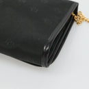 Christian Dior Chain Shoulder Bag Canvas Black Gold Auth BA1029-15