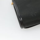 Christian Dior Chain Shoulder Bag Canvas Black Gold Auth BA1029-16