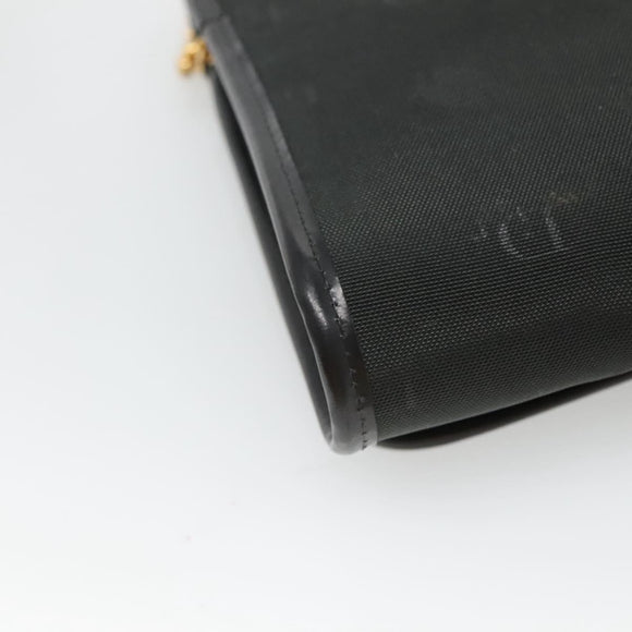 Christian Dior Chain Shoulder Bag Canvas Black Gold Auth BA1029