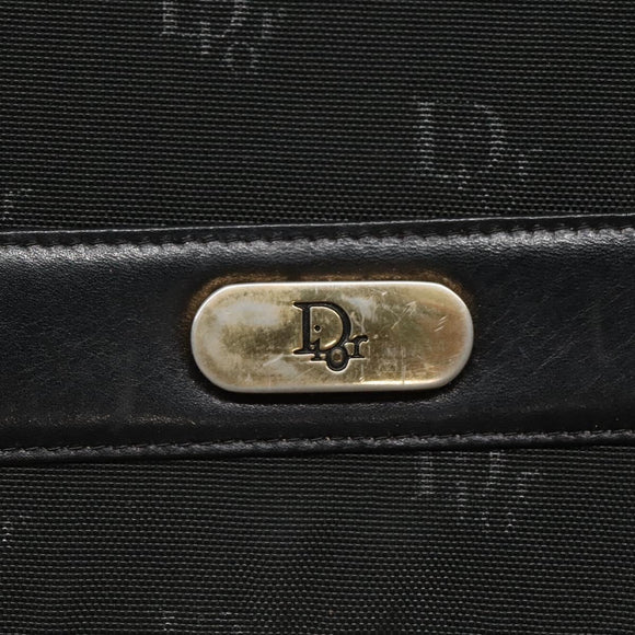 Christian Dior Chain Shoulder Bag Canvas Black Gold Auth BA1029