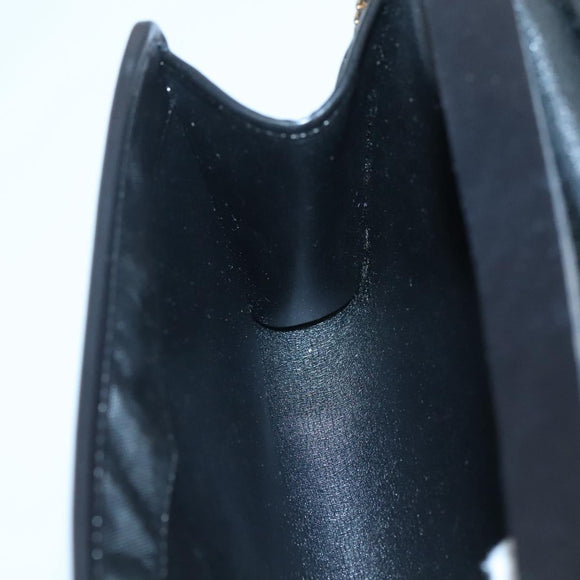 Christian Dior Chain Shoulder Bag Canvas Black Gold Auth BA1029