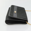 Christian Dior Chain Shoulder Bag Canvas Black Gold Auth BA1029-3