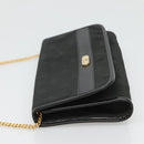 Christian Dior Chain Shoulder Bag Canvas Black Gold Auth BA1029-4