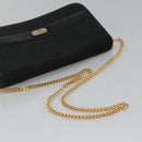 Christian Dior Chain Shoulder Bag Canvas Black Gold Auth BA1029-7