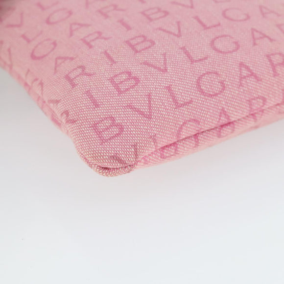 BVLGARI Schultertasche Canvas Pink Silber Auth BA10294