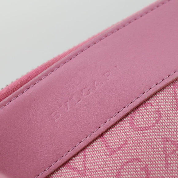 BVLGARI Schultertasche Canvas Pink Silber Auth BA10294