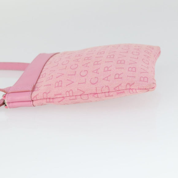 BVLGARI Schultertasche Canvas Pink Silber Auth BA10294