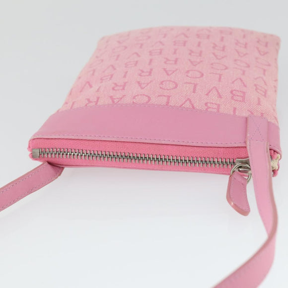 BVLGARI Schultertasche Canvas Pink Silber Auth BA10294