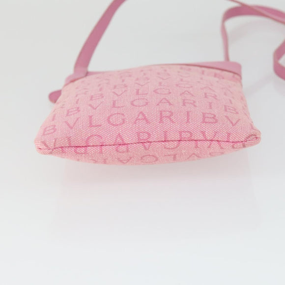 BVLGARI Schultertasche Canvas Pink Silber Auth BA10294