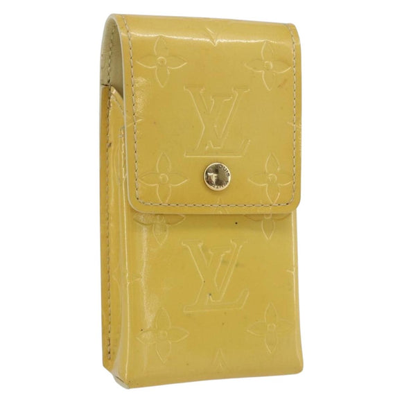 LOUIS VUITTON Monogram Vernis Green Case Lime Yellow M91052 LV Auth BA10299