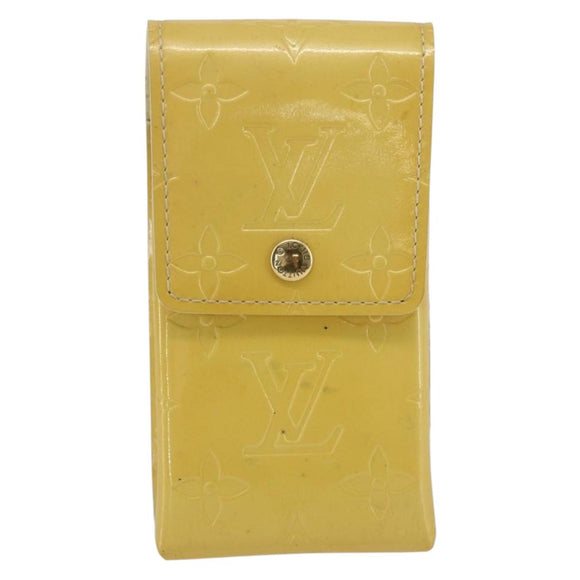 LOUIS VUITTON Monogram Vernis Green Case Lime Yellow M91052 LV Auth BA10299