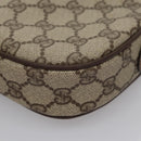 GUCCI GG Supreme Web Sherry Line Shoulder Bag PVC Beige Brown Silver Auth BA103-11