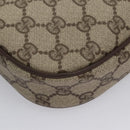 GUCCI GG Supreme Web Sherry Line Shoulder Bag PVC Beige Brown Silver Auth BA103-12