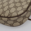 GUCCI GG Supreme Web Sherry Line Shoulder Bag PVC Beige Brown Silver Auth BA103-13
