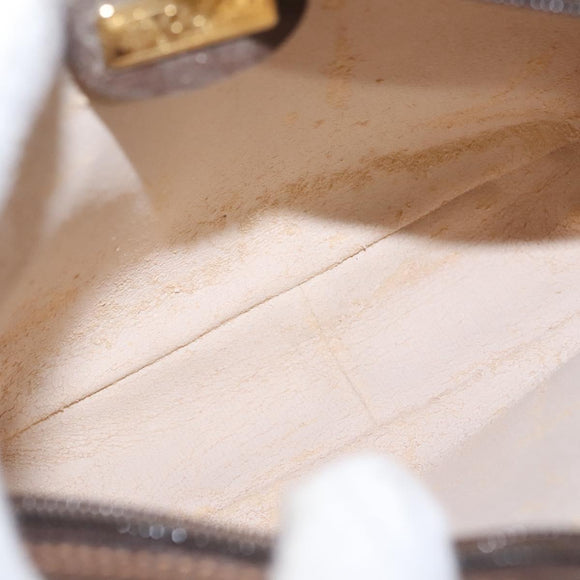 GUCCI GG Supreme Web Sherry Line Shoulder Bag PVC Beige Brown Silver Auth BA103