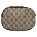 GUCCI GG Supreme Web Sherry Line Shoulder Bag PVC Beige Brown Silver Auth BA103-3