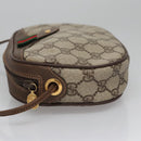 GUCCI GG Supreme Web Sherry Line Shoulder Bag PVC Beige Brown Silver Auth BA103-5