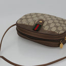 GUCCI GG Supreme Web Sherry Line Shoulder Bag PVC Beige Brown Silver Auth BA103-6