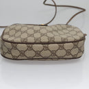 GUCCI GG Supreme Web Sherry Line Shoulder Bag PVC Beige Brown Silver Auth BA103-9