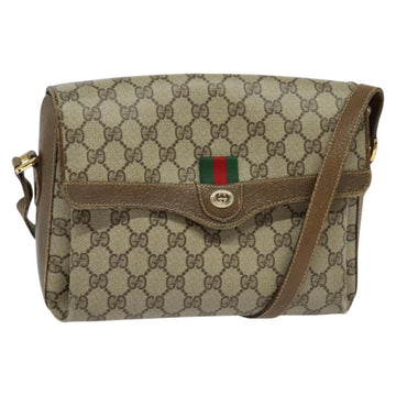 GUCCI GG Supreme Web Sherry Line  Bag PVC Beige Gold 904 02 084 Auth BA1032
