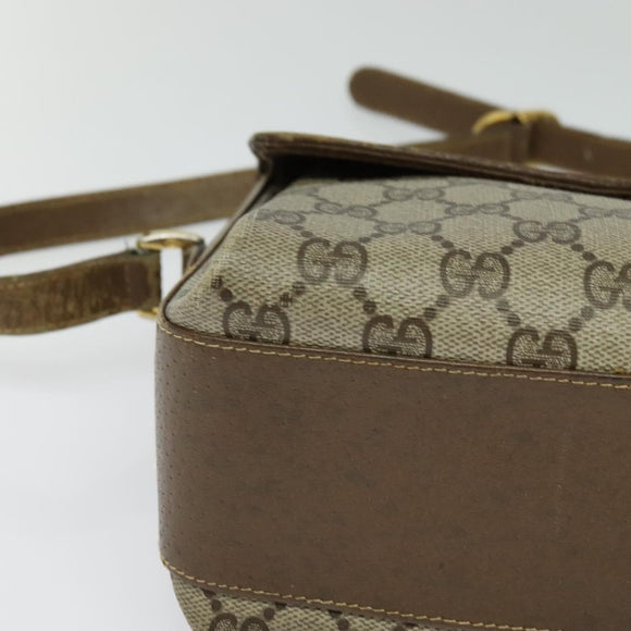 GUCCI GG Supreme Web Sherry Line  Bag PVC Beige Gold 904 02 084 Auth BA1032