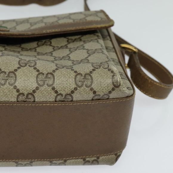 GUCCI GG Supreme Web Sherry Line  Bag PVC Beige Gold 904 02 084 Auth BA1032