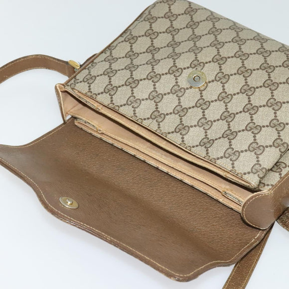 GUCCI GG Supreme Web Sherry Line  Bag PVC Beige Gold 904 02 084 Auth BA1032