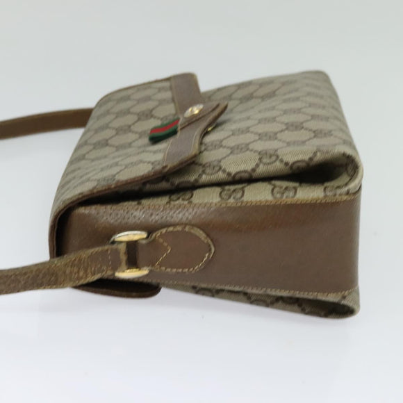 GUCCI GG Supreme Web Sherry Line  Bag PVC Beige Gold 904 02 084 Auth BA1032