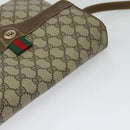 GUCCI GG Supreme Web Sherry Line  Bag PVC Beige Gold 904 02 084 Auth BA1032-6