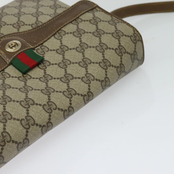 GUCCI GG Supreme Web Sherry Line  Bag PVC Beige Gold 904 02 084 Auth BA1032