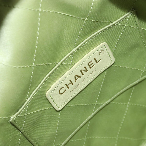 CHANEL Matelasse Chain Shoulder Bag Lamb Skin LIme Green Gold CC Auth BA10323SAV