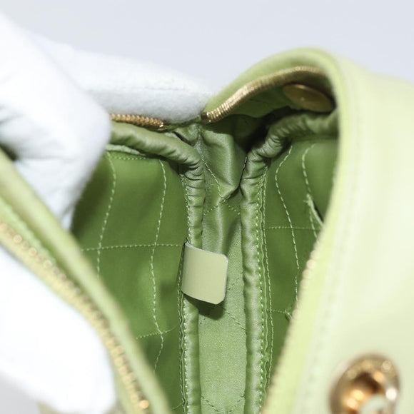 CHANEL Matelasse Chain Shoulder Bag Lamb Skin LIme Green Gold CC Auth BA10323SAV