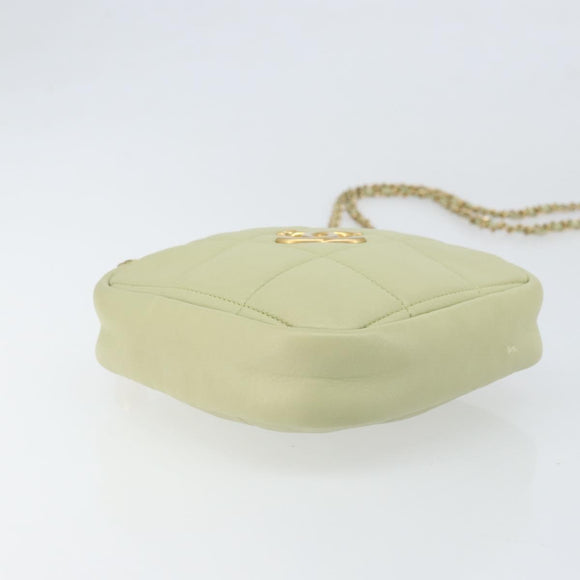 CHANEL Matelasse Chain Shoulder Bag Lamb Skin LIme Green Gold CC Auth BA10323SAV