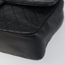 CHANEL Matelasse Chain Hand Bag Lamb Skin Black Gold CC Auth BA10326SM-10