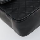 CHANEL Matelasse Chain Hand Bag Lamb Skin Black Gold CC Auth BA10326SM-11