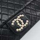CHANEL Matelasse Chain Hand Bag Lamb Skin Black Gold CC Auth BA10326SM-14