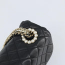 CHANEL Matelasse Chain Hand Bag Lamb Skin Black Gold CC Auth BA10326SM-15