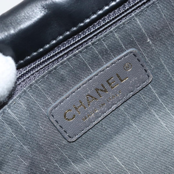 CHANEL Matelasse Chain Hand Bag Lamb Skin Black Gold CC Auth BA10326SM
