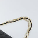 CHANEL Matelasse Chain Hand Bag Lamb Skin Black Gold CC Auth BA10326SM-8