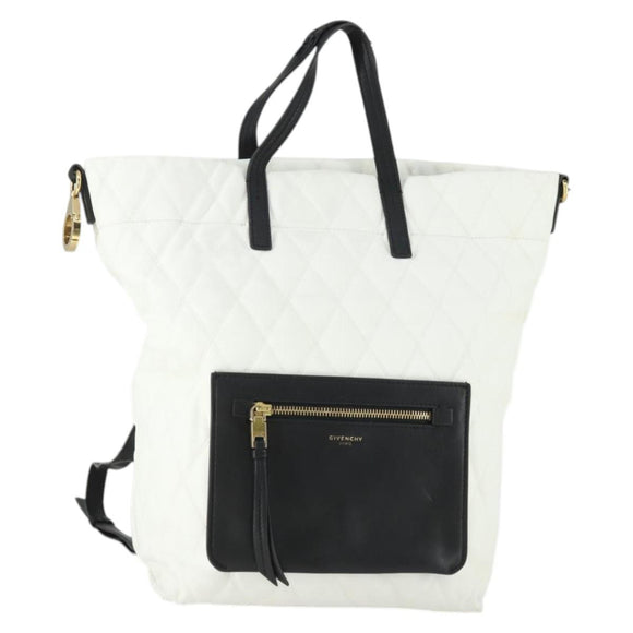 GIVENCHY Backpack Leather White Gold Auth BA10327