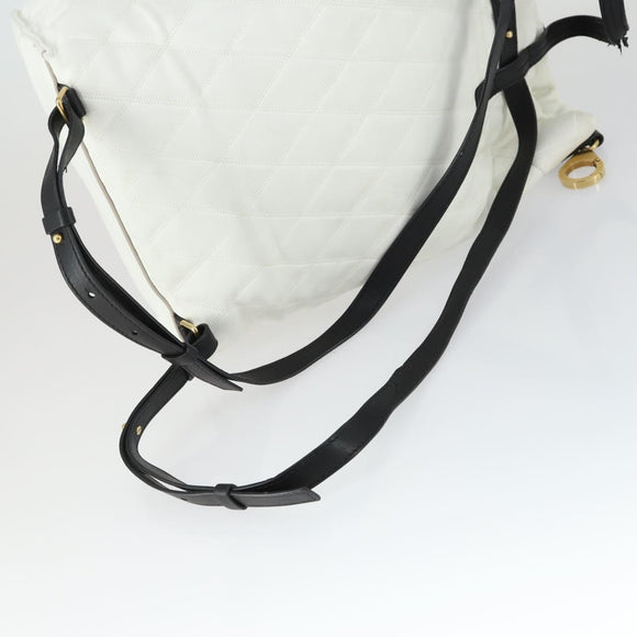 GIVENCHY Backpack Leather White Gold Auth BA10327
