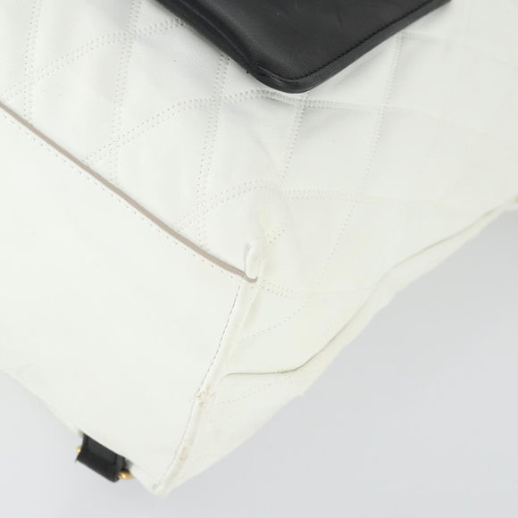 GIVENCHY Backpack Leather White Gold Auth BA10327