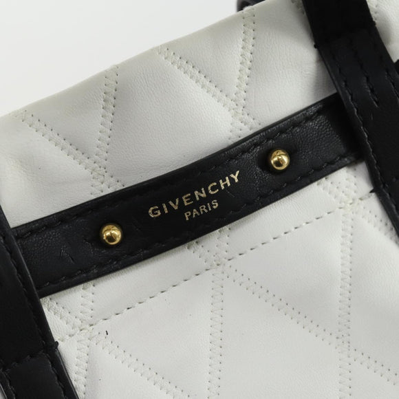 GIVENCHY Backpack Leather White Gold Auth BA10327