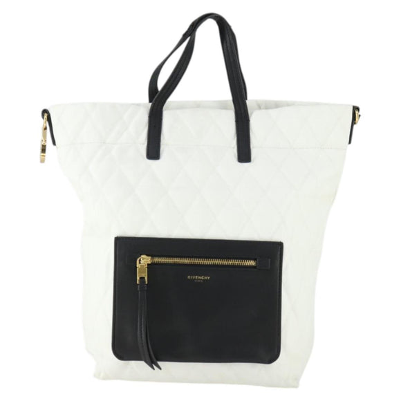 GIVENCHY Backpack Leather White Gold Auth BA10327
