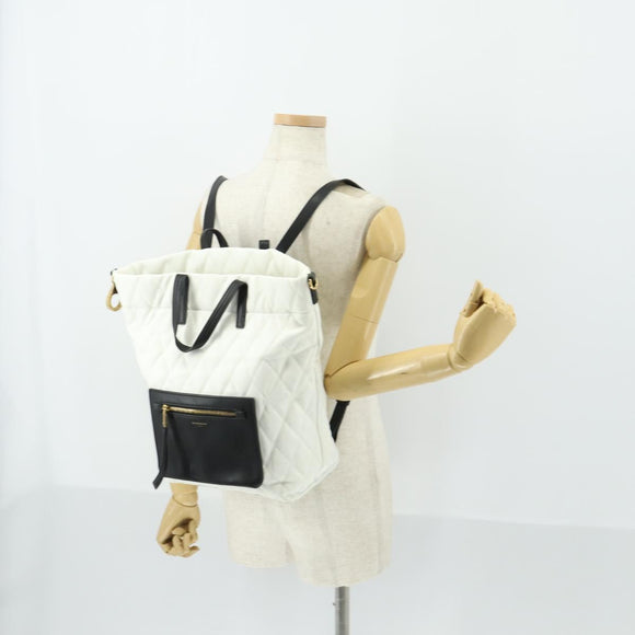 GIVENCHY Backpack Leather White Gold Auth BA10327