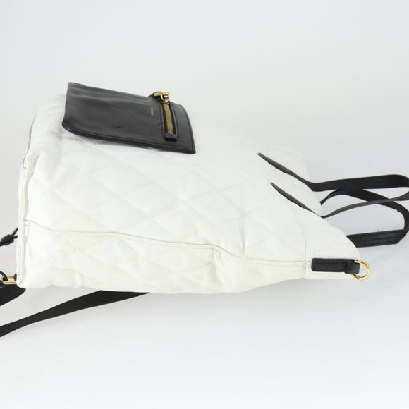 GIVENCHY Backpack Leather White Gold Auth BA10327