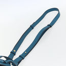 LOEWE Anagram Hammock Drawstring Mini Bag Leather Blue Gold Auth BA10330SM-15