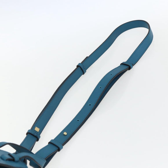 LOEWE Anagram Hammock Drawstring Mini Bag Leather Blue Gold Auth BA10330SM