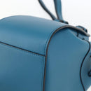 LOEWE Anagram Hammock Drawstring Mini Bag Leather Blue Gold Auth BA10330SM-9